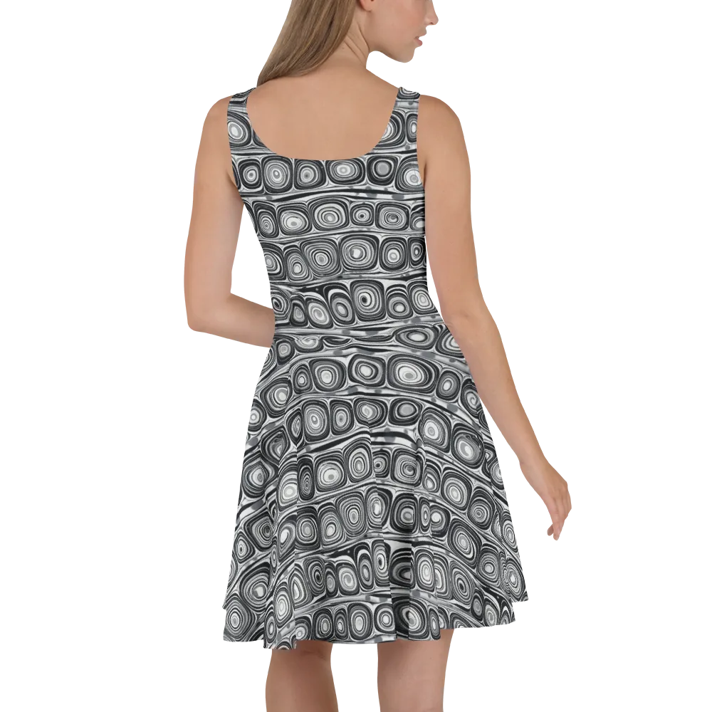 Monochrome Strata on Skater Dress — Back