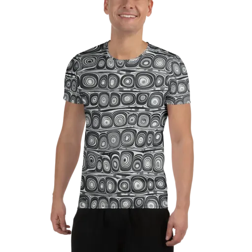 Monochrome Strata on a Men's Athletic T-Shirt