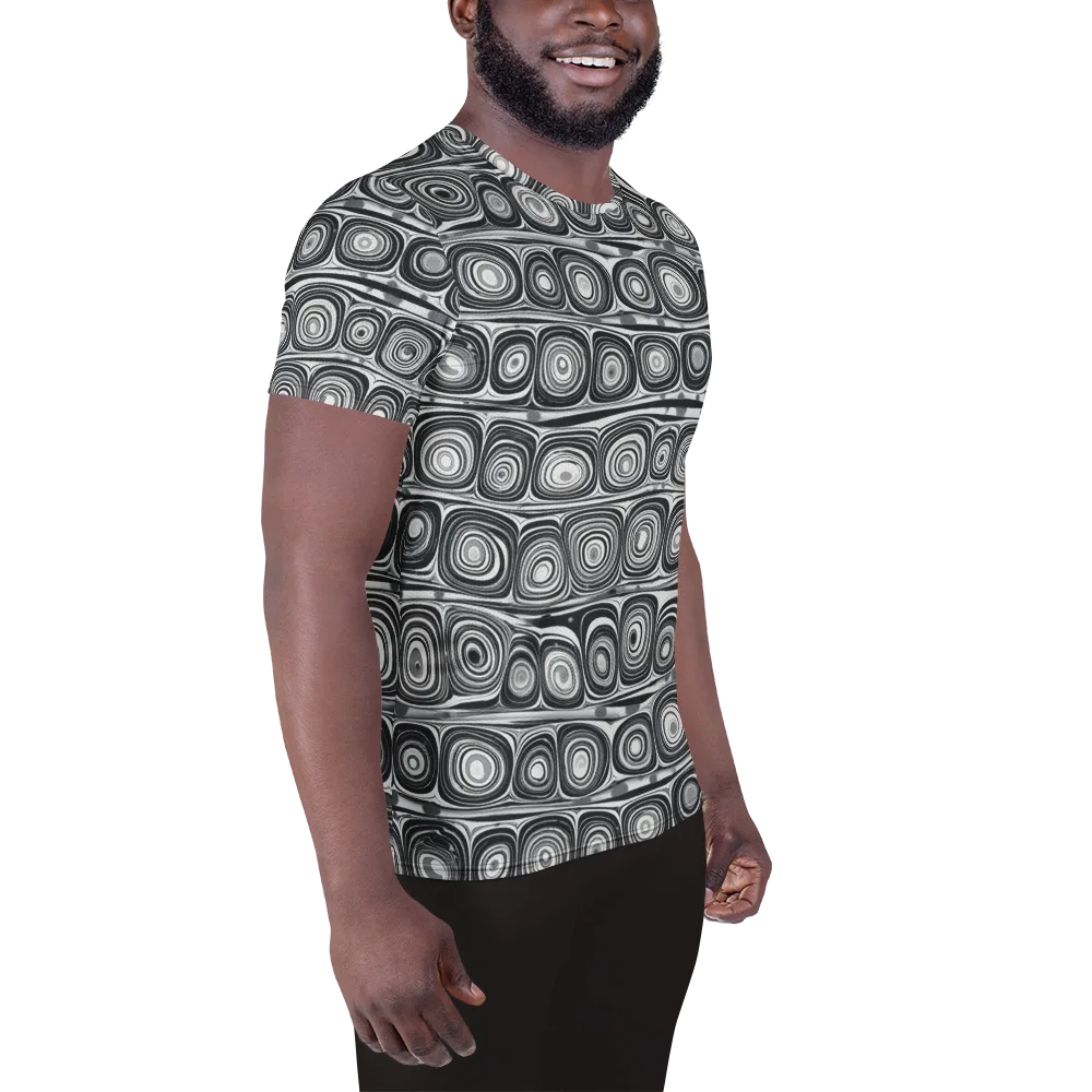 Monochrome Strata on Men's Athletic T-Shirt — Right