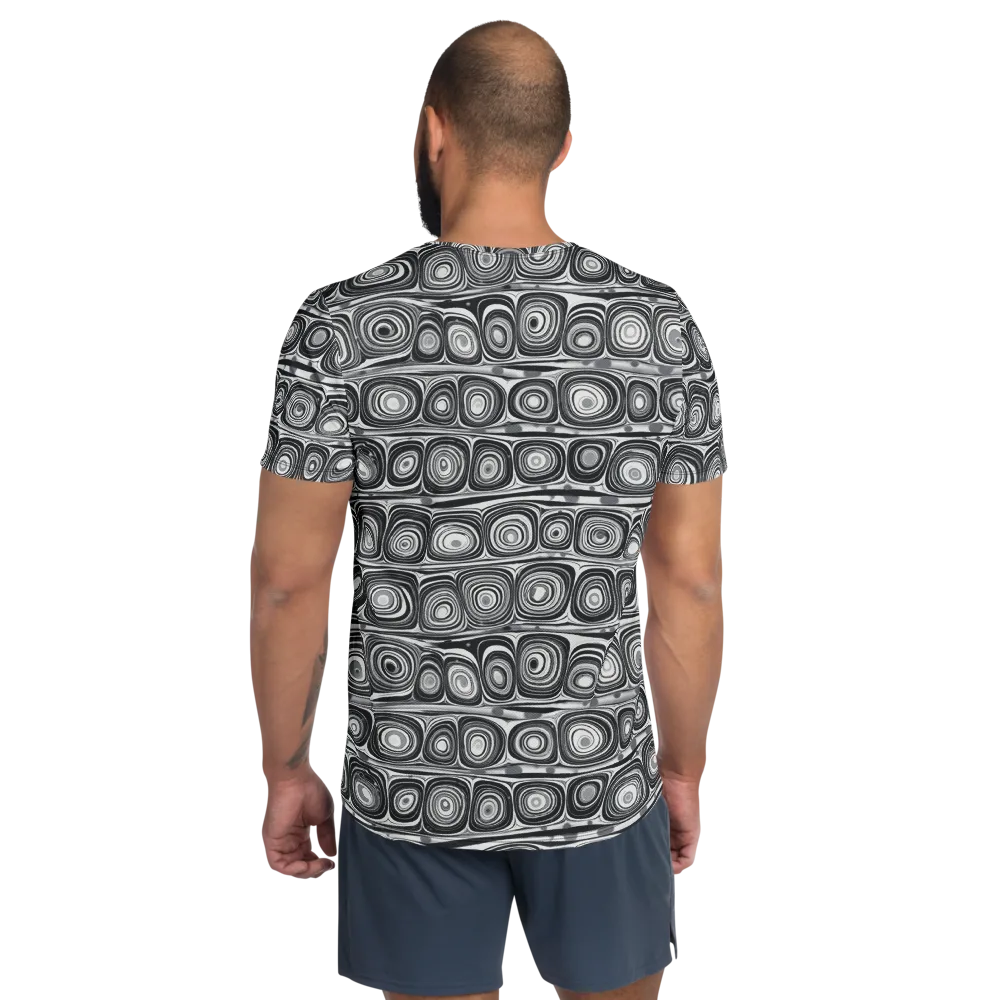 Monochrome Strata on Men's Athletic T-Shirt — Back