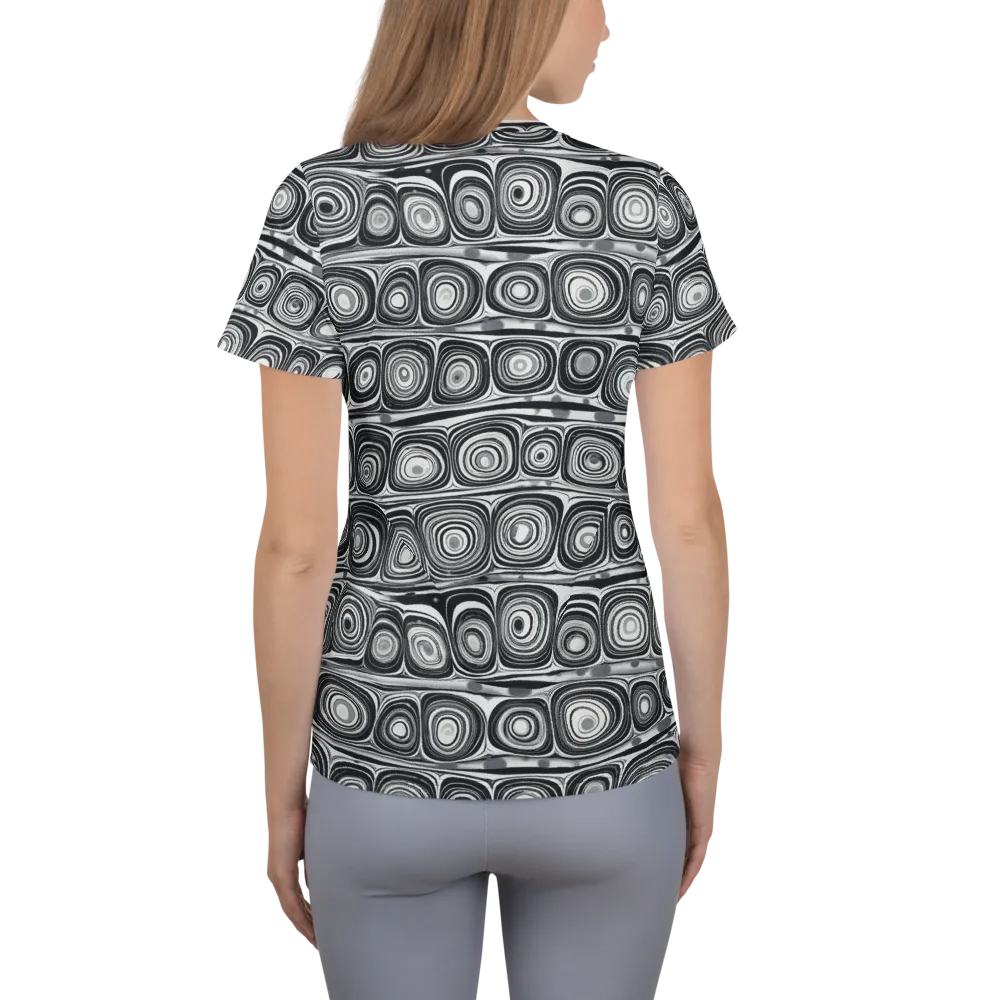 Monochrome Strata on Women's Athletic T-Shirt — Back