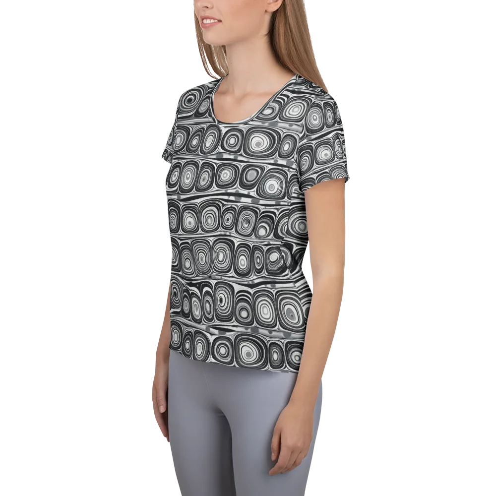 Monochrome Strata on Women's Athletic T-Shirt — Left