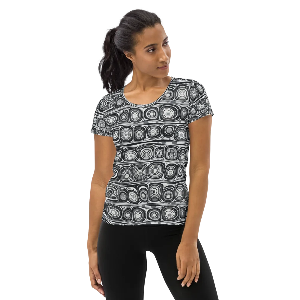 Monochrome Strata on Women's Athletic T-Shirt — Front