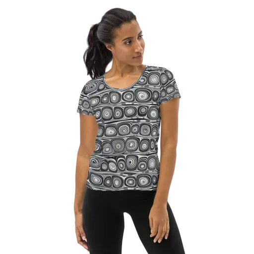 Monochrome Strata on a Women's Athletic T-Shirt