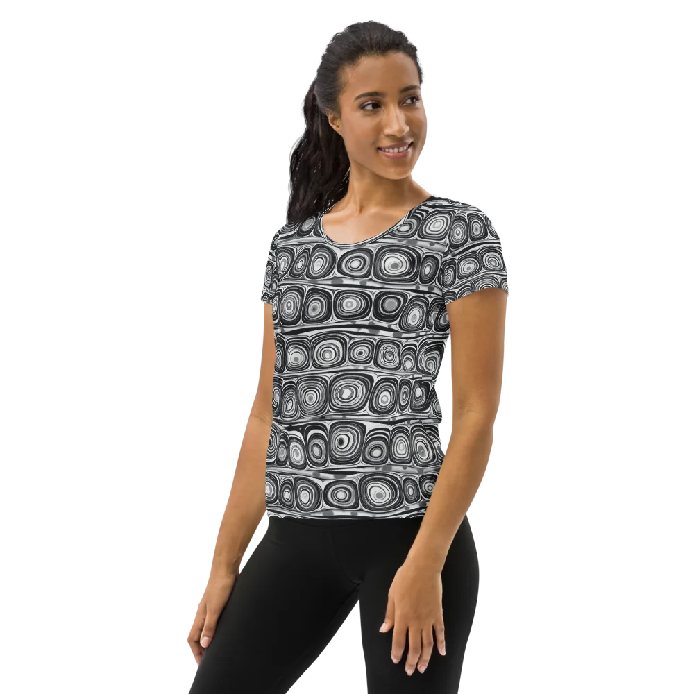 Monochrome Strata on Women's Athletic T-Shirt — Left