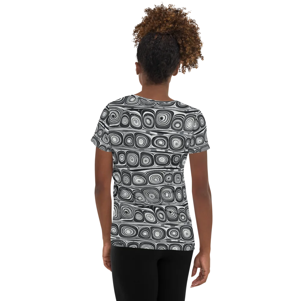 Monochrome Strata on Women's Athletic T-Shirt — Back