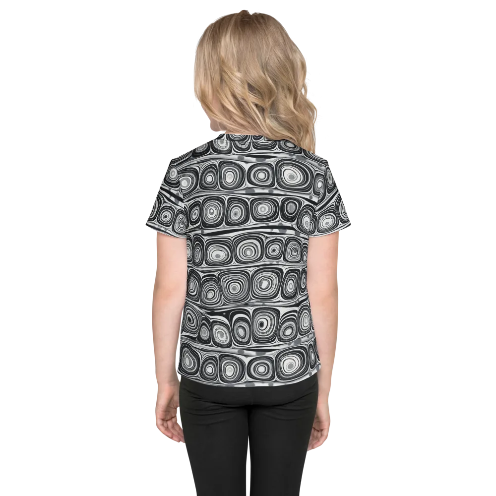 Monochrome Strata on Kids Crew Neck T-Shirt — Back