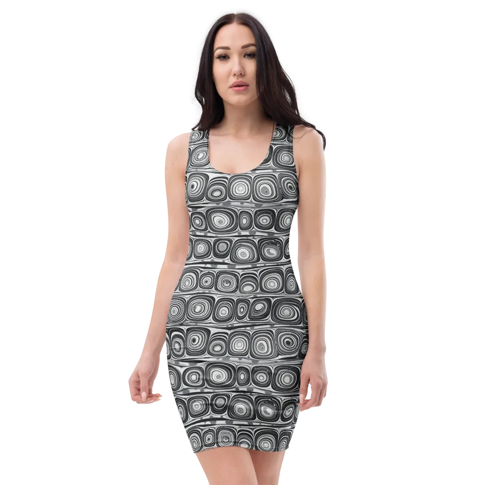 Monochrome Strata on Bodycon Dress — Front