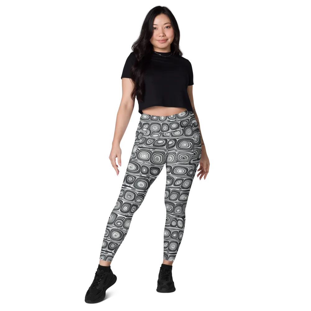 Monochrome Strata on Leggings with Pockets — Front