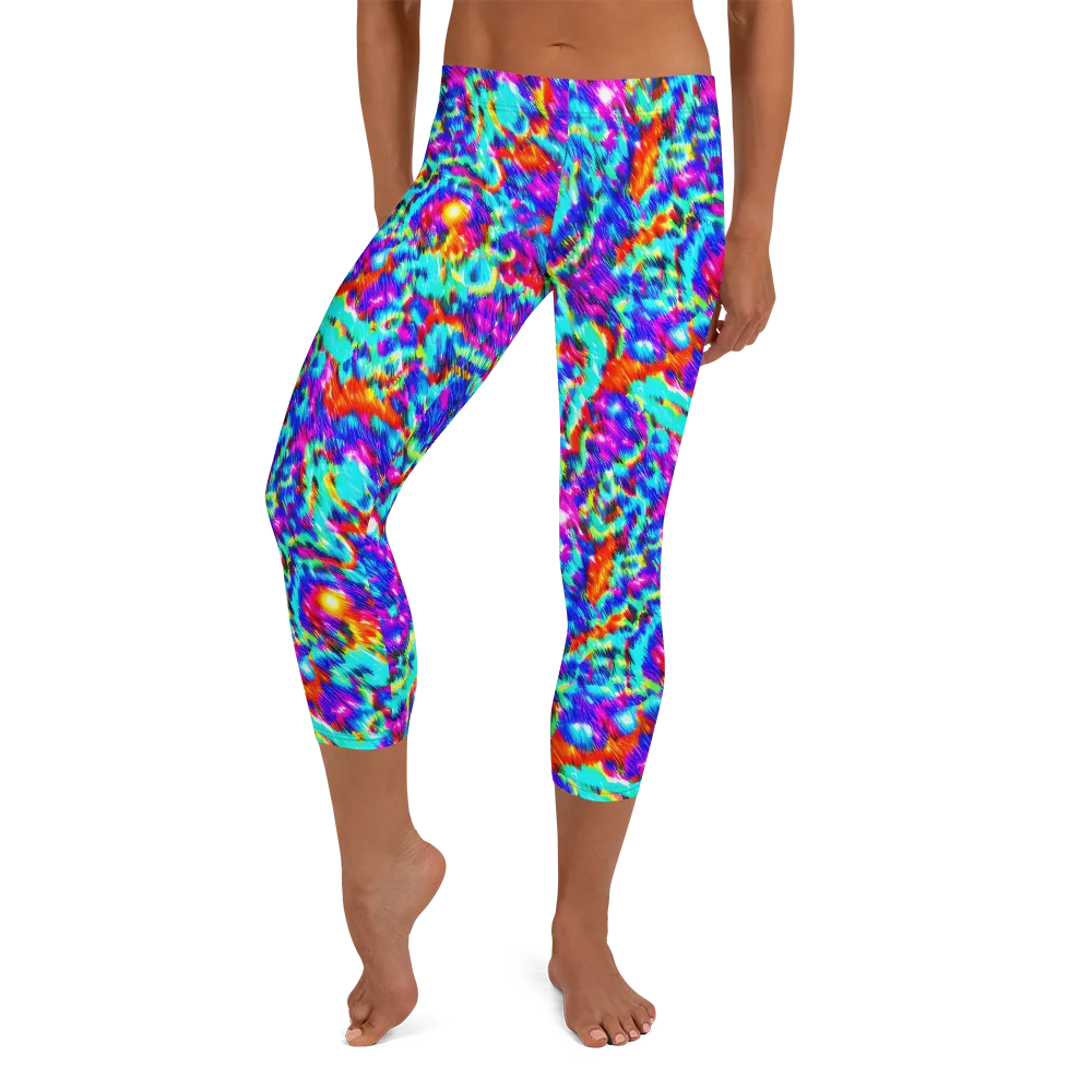 Laser Garden on Capri Leggings — Front