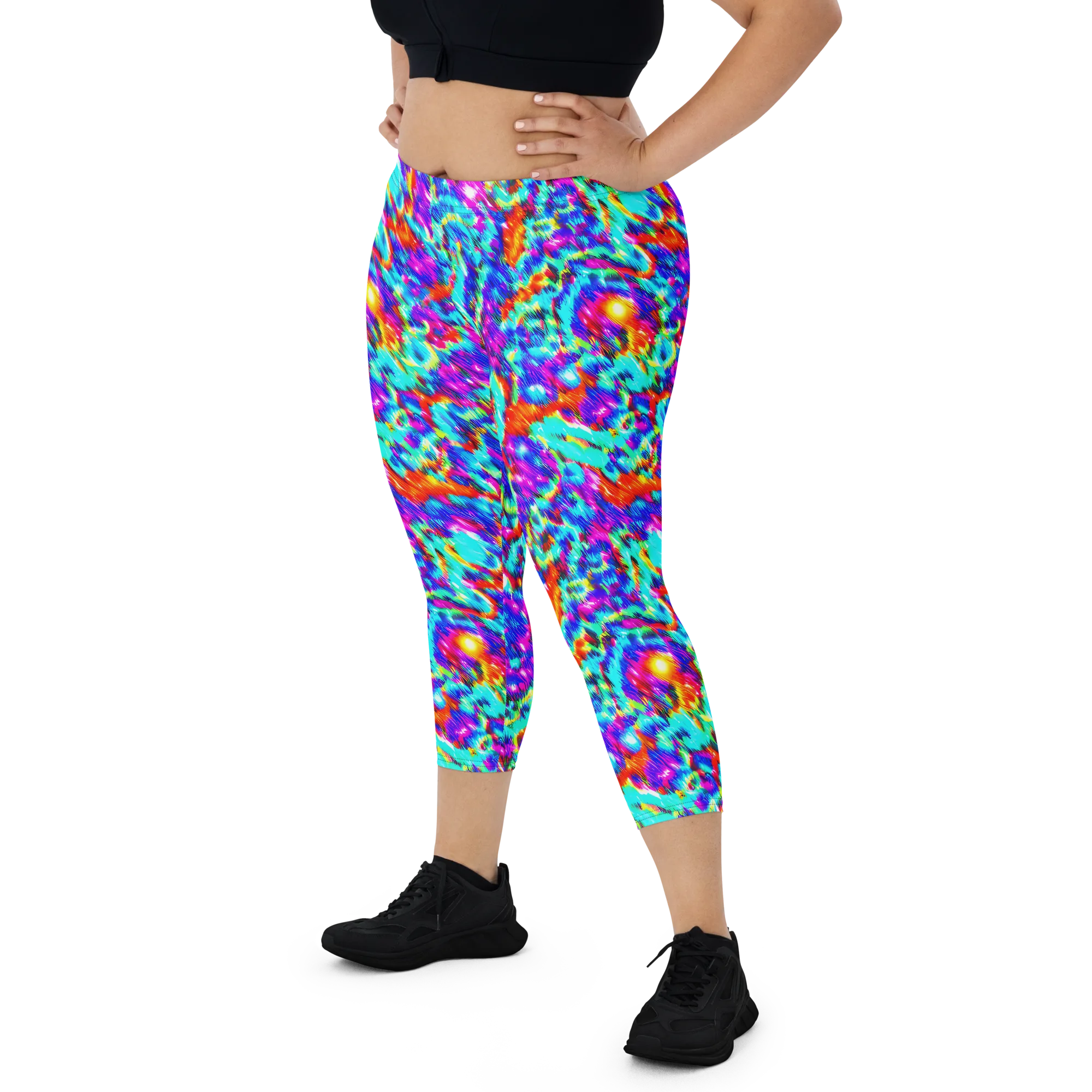 Laser Garden on Capri Leggings — Front