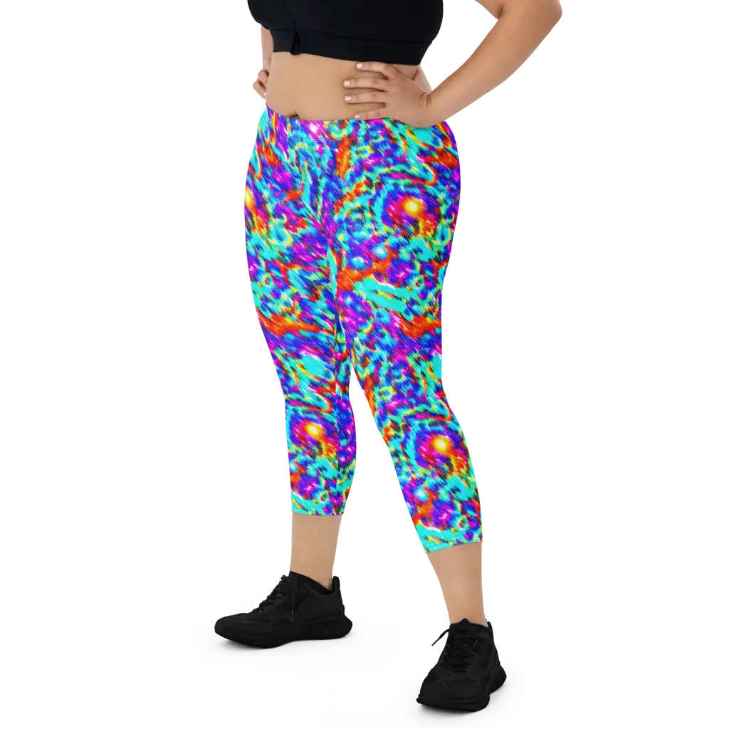Laser Garden on Capri Leggings — Front
