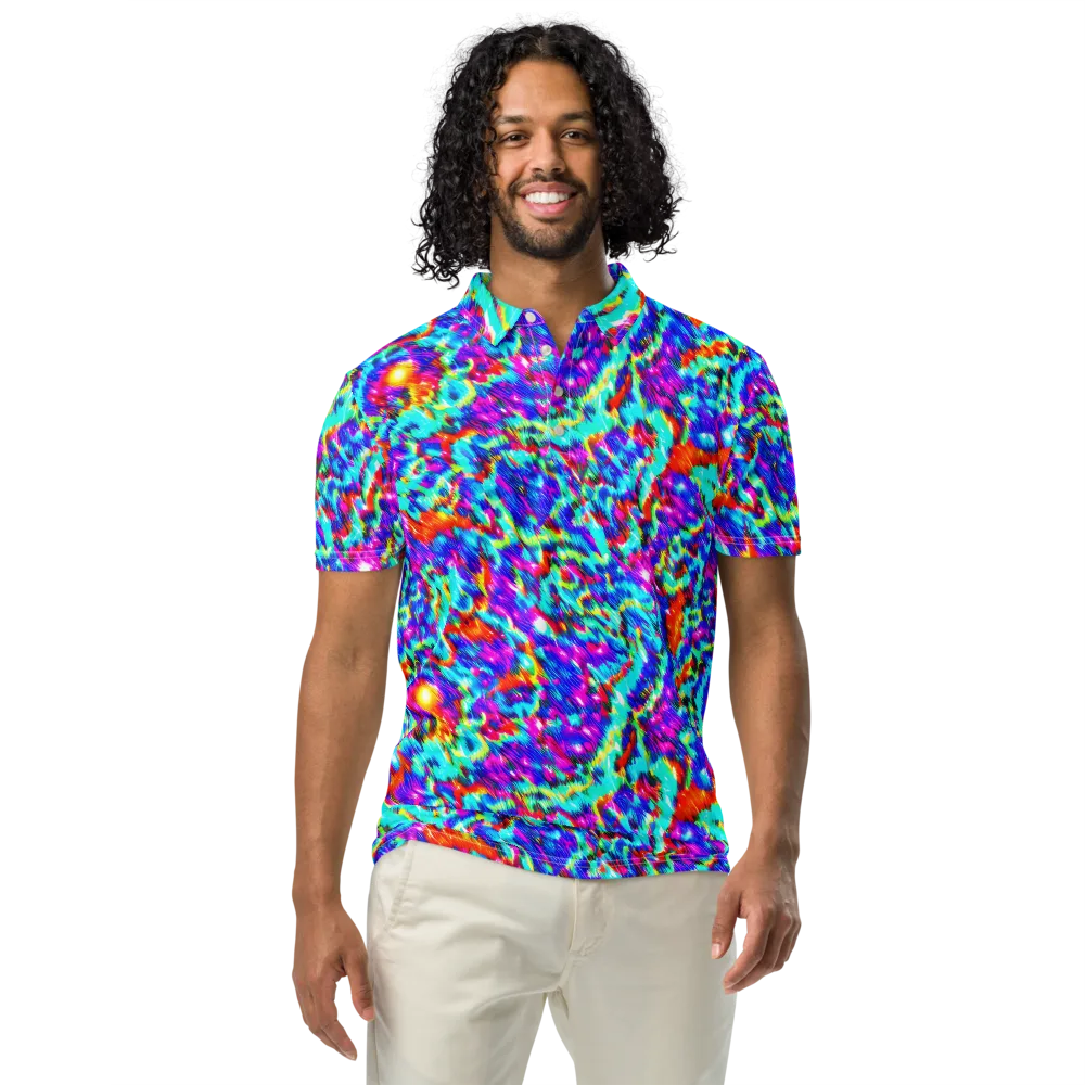 Laser Garden on Men's Slim Fit Polo Shirt — Front