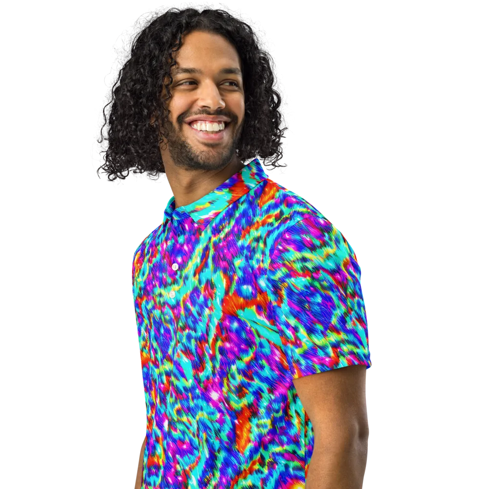 Laser Garden on Men's Slim Fit Polo Shirt — Left Front