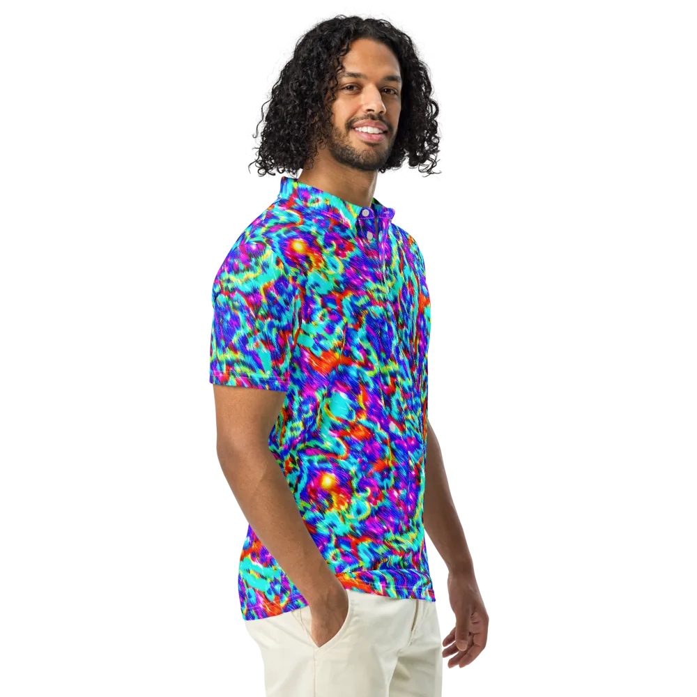 Laser Garden on Men's Slim Fit Polo Shirt — Right Front