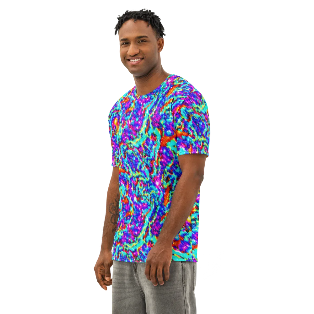 Laser Garden on Men's Cotton Crew Neck T-Shirt — Left Front