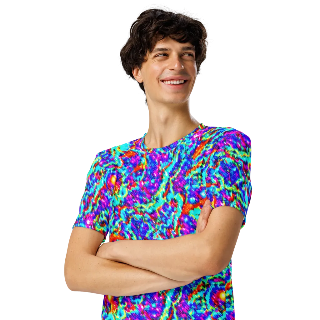 Laser Garden on Men's Crew Neck T-Shirt — Left Front