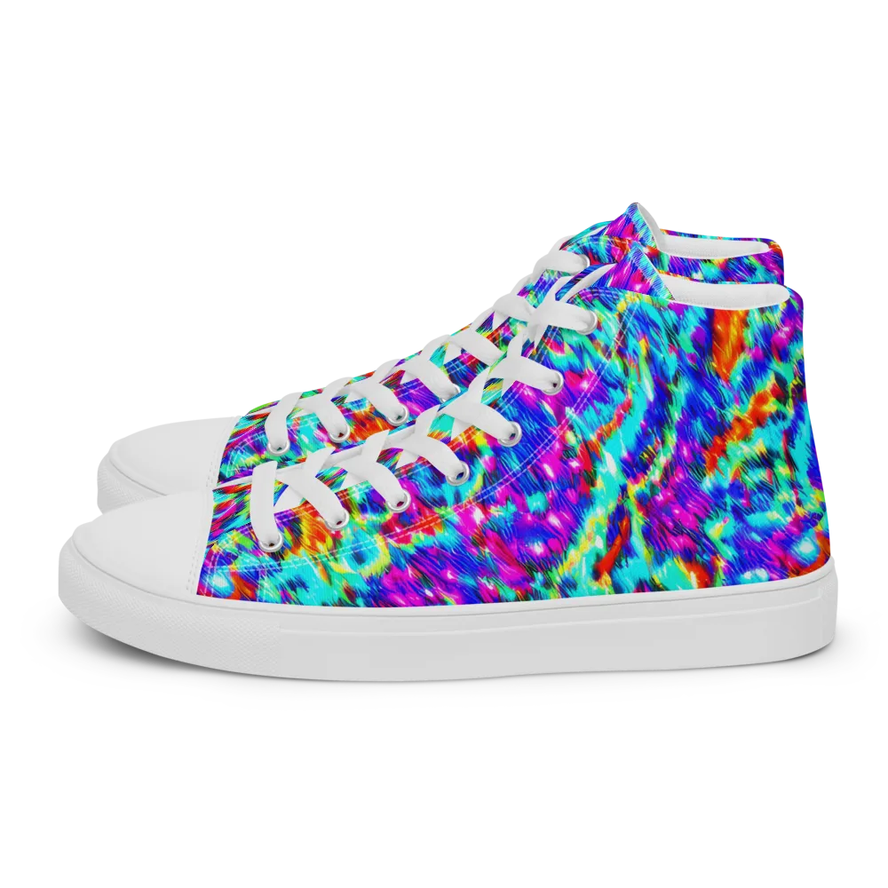 Laser Garden on Men's High Top Canvas Shoes — Left