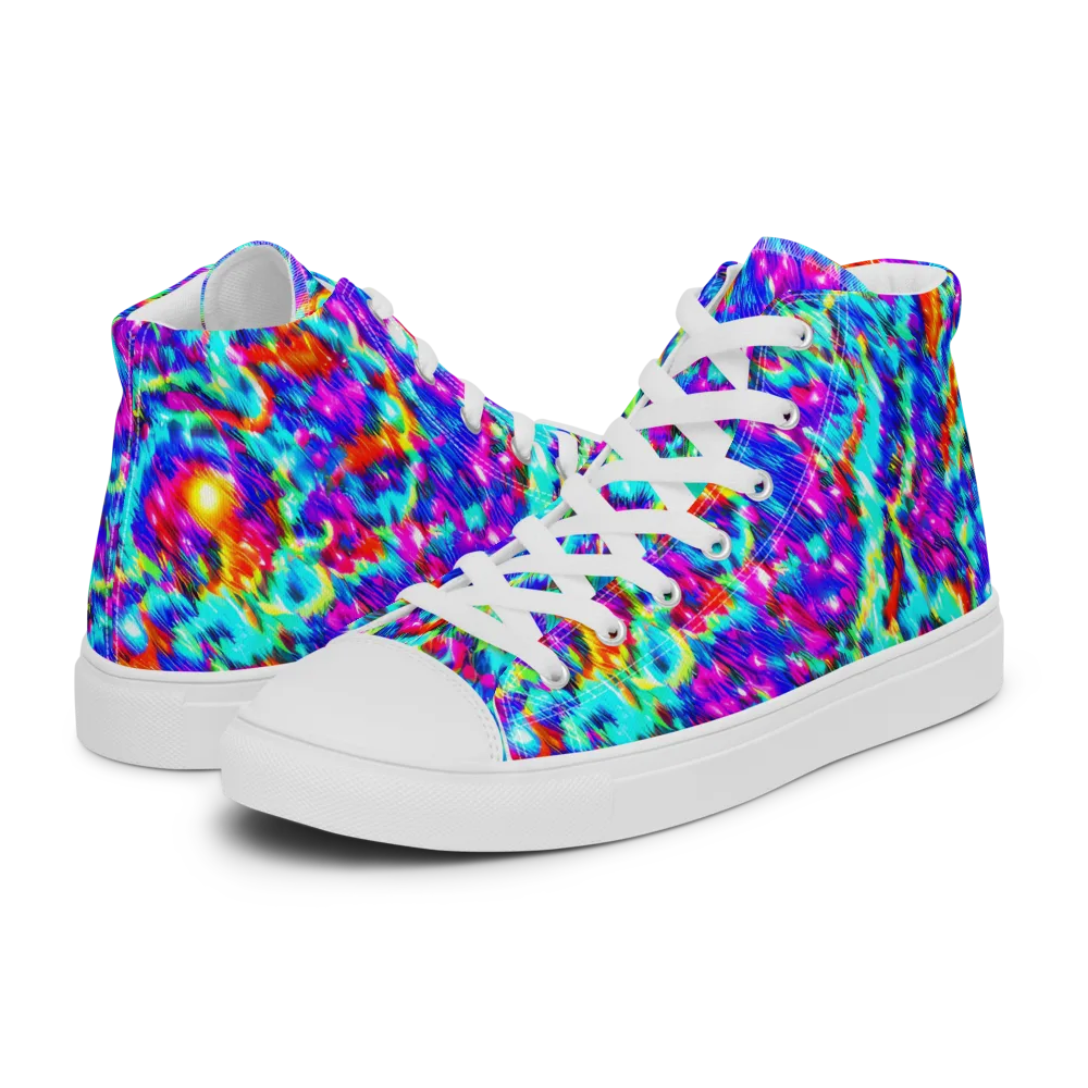Laser Garden on Men's High Top Canvas Shoes — Left
