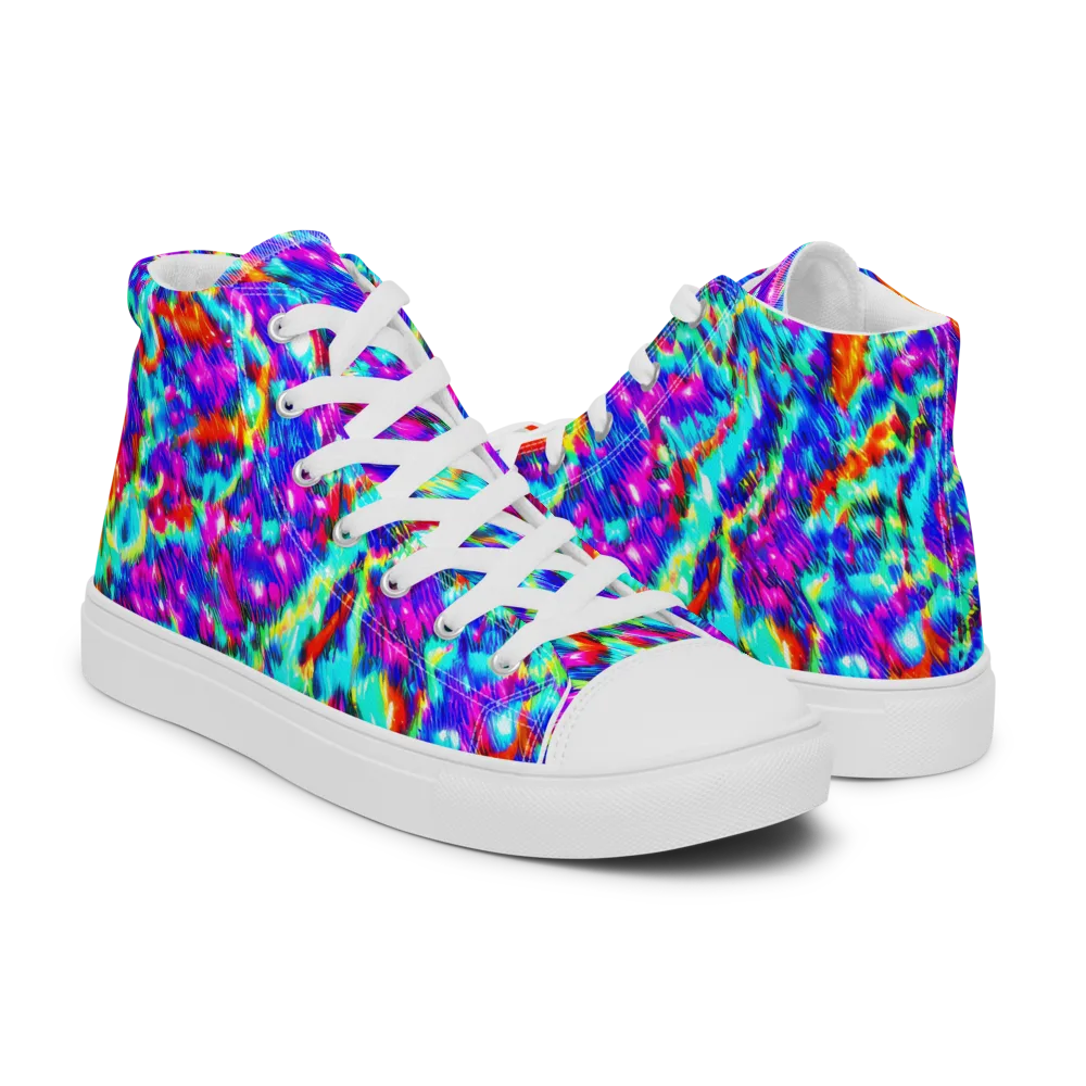 Laser Garden on Men's High Top Canvas Shoes — Right