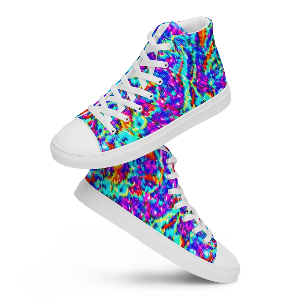 Laser Garden on Men's High Top Canvas Shoes — Front