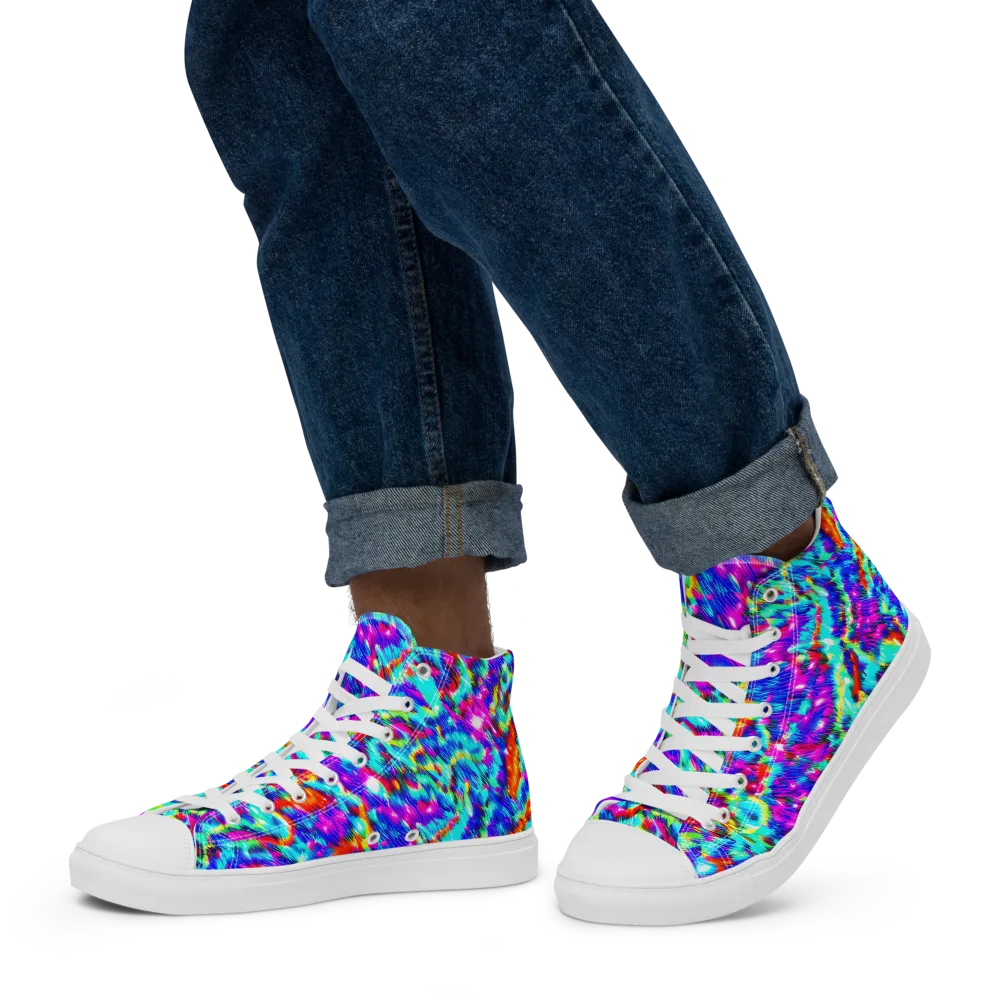 Laser Garden on Men's High Top Canvas Shoes — Left