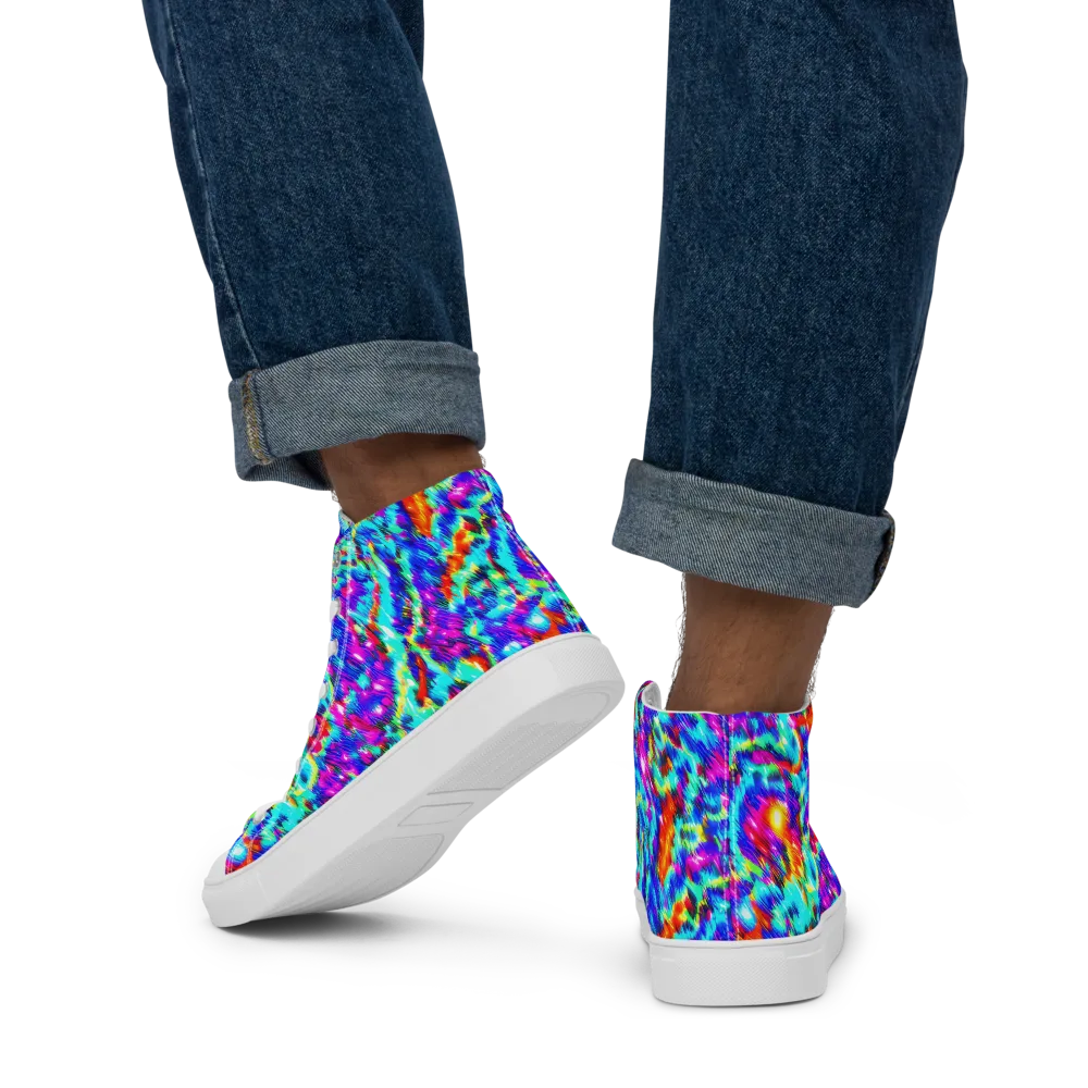 Laser Garden on Men's High Top Canvas Shoes — Back