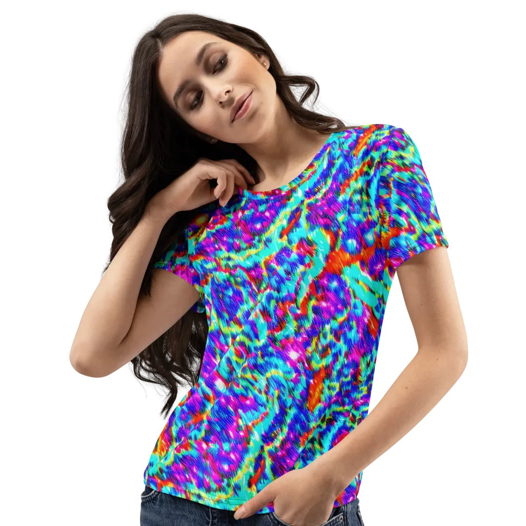 Laser Garden on Women's Crew Neck T-Shirt — Left Front