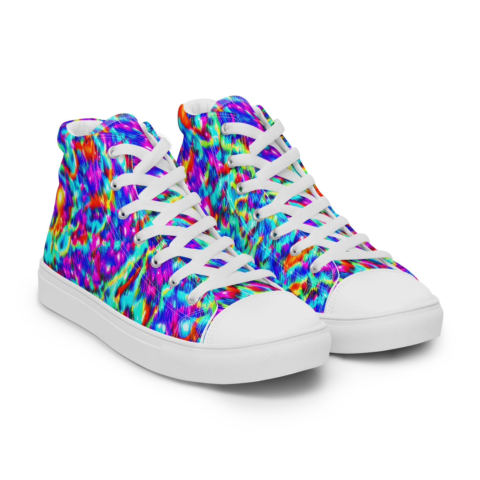 Laser Garden on Women's High Top Canvas Shoes — Right Front