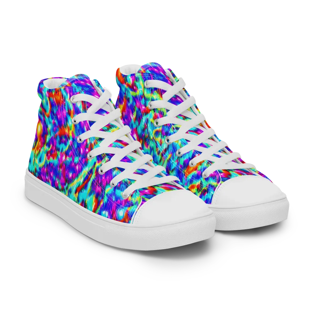 Laser Garden on Women's High Top Canvas Shoes — Right Front
