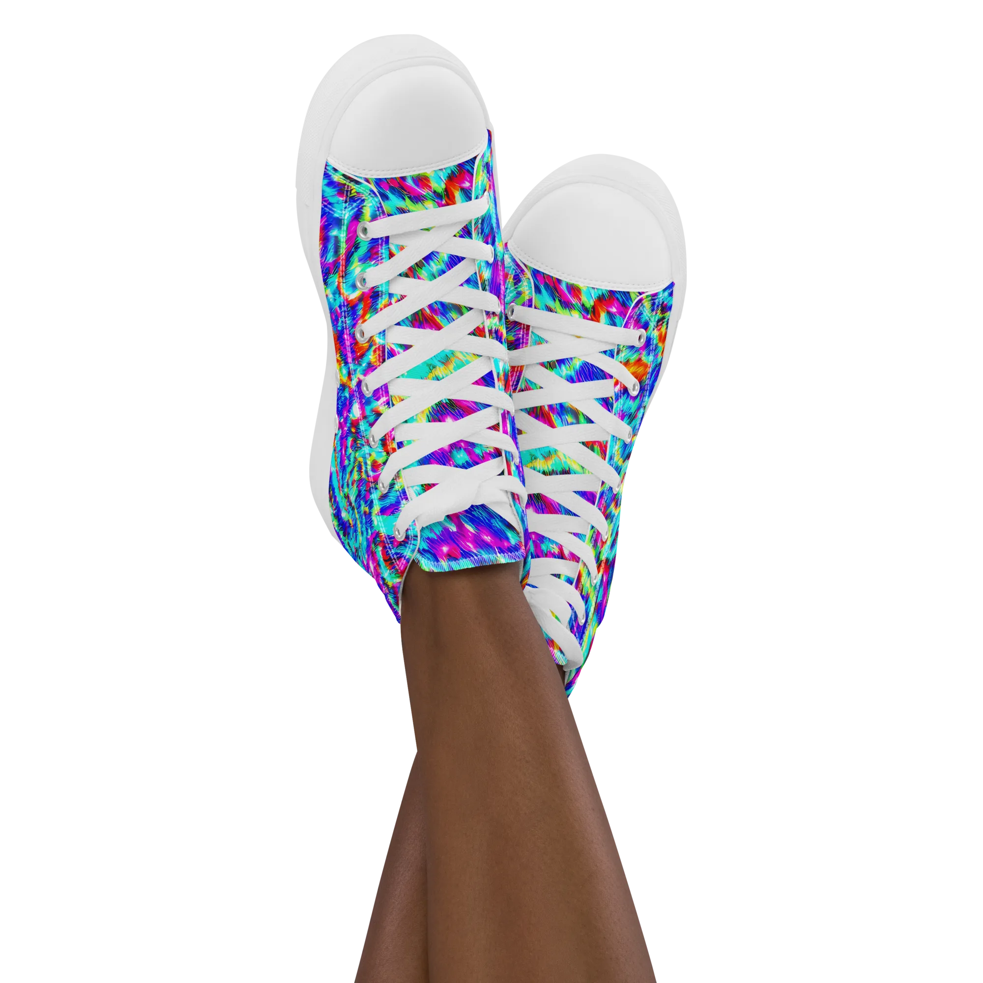 Laser Garden on Women's High Top Canvas Shoes — Front