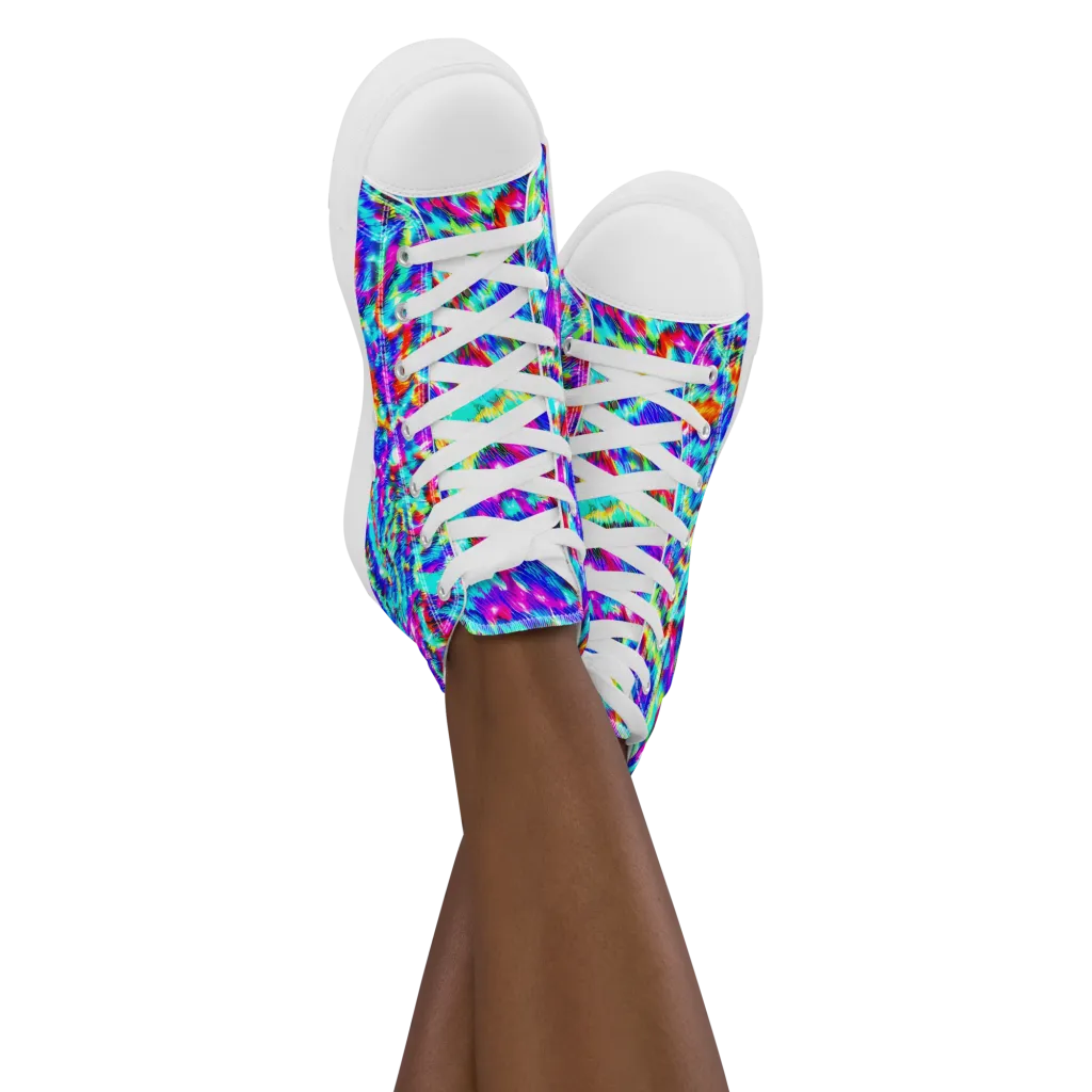 Laser Garden on Women's High Top Canvas Shoes — Front