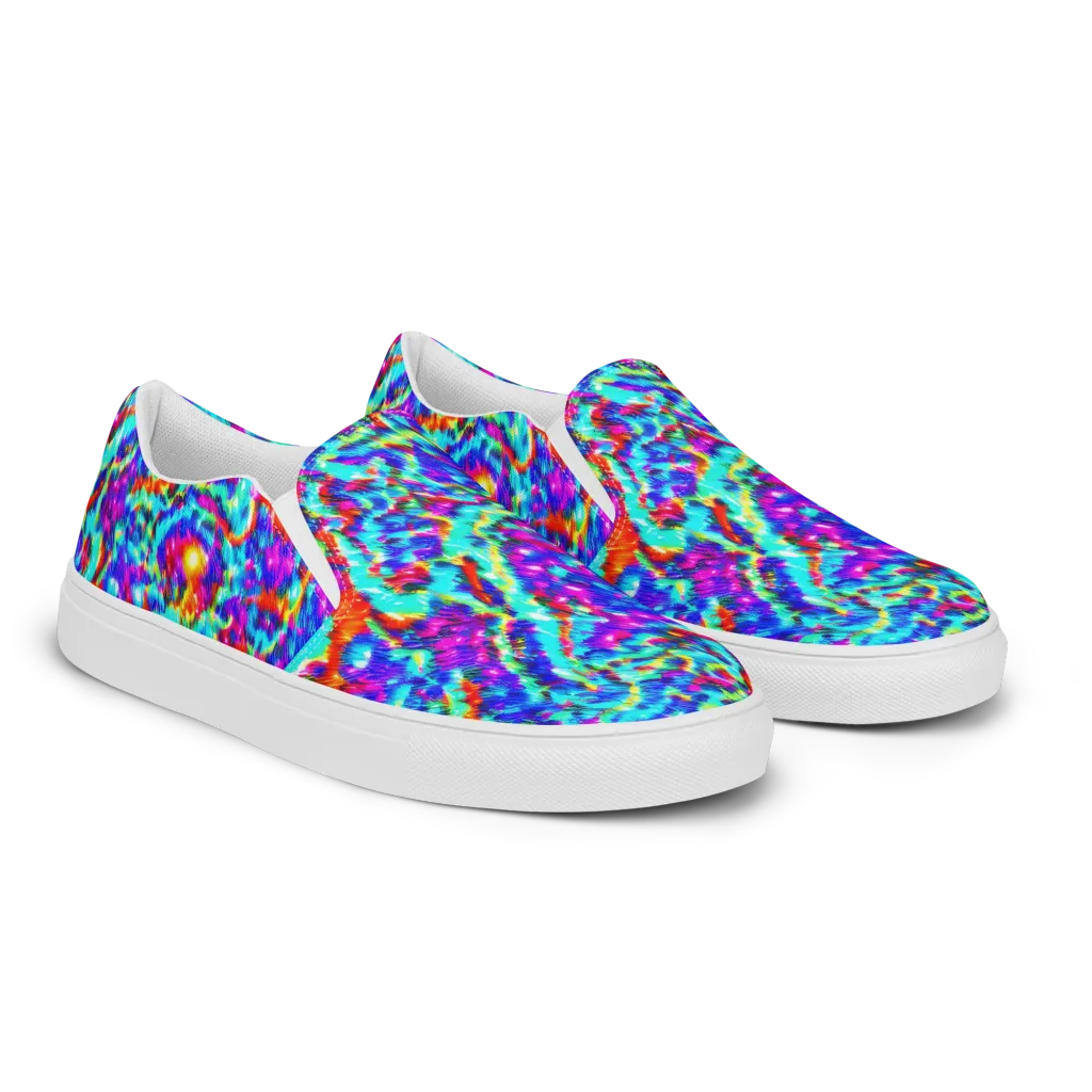 Laser Garden on Men's Slip-On Canvas Shoes — Right Front