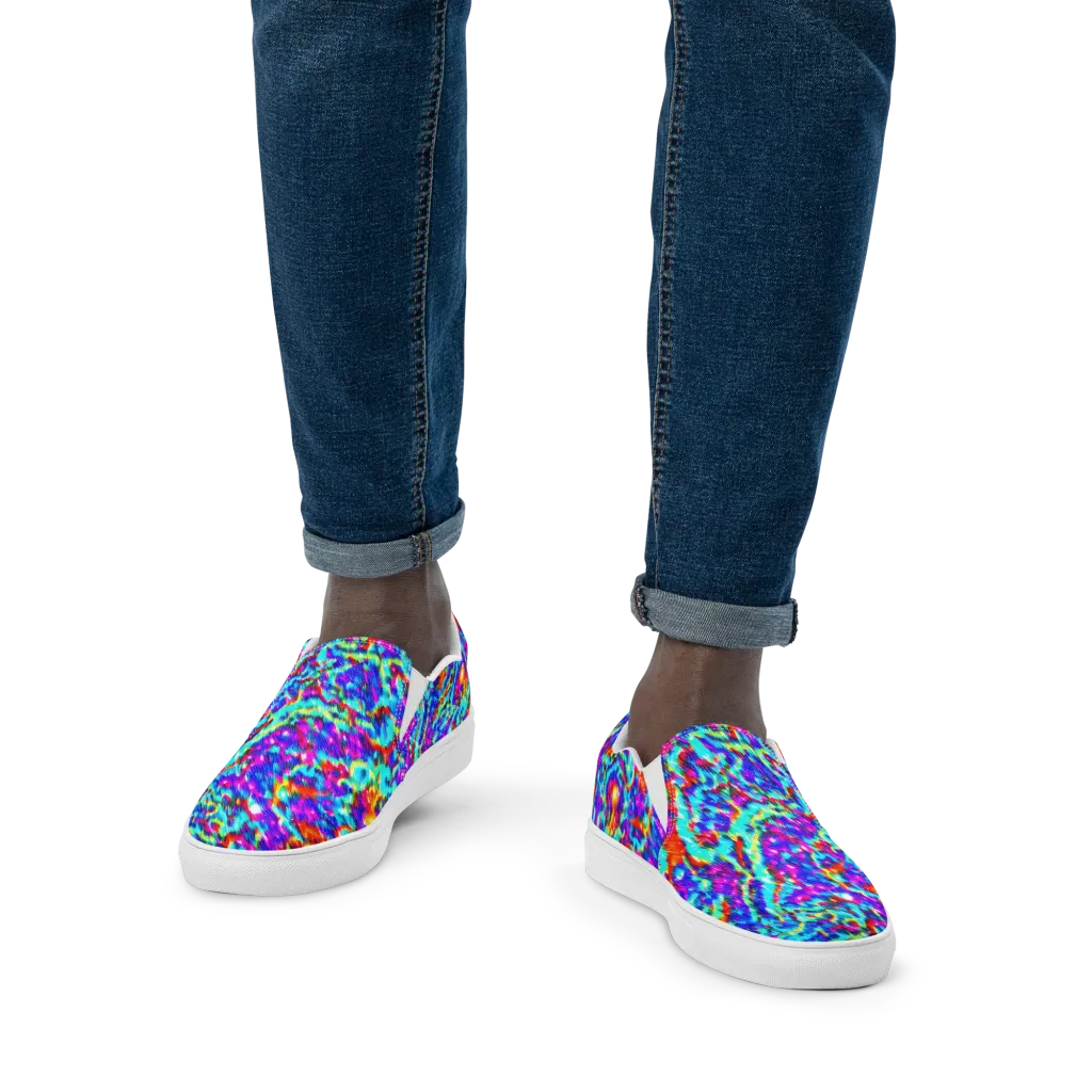 Laser Garden on Men's Slip-On Canvas Shoes — Front
