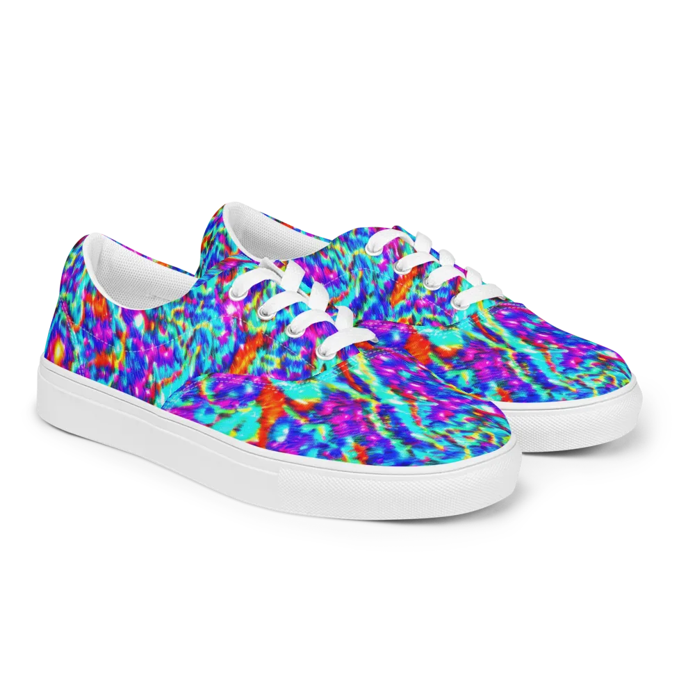 Laser Garden on Men's Lace-Up Canvas Shoes — Right Front
