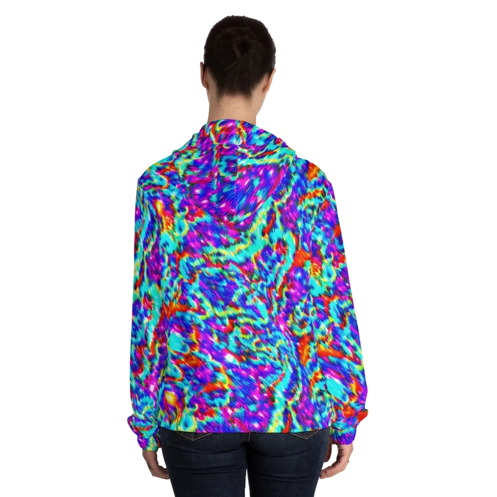 Laser Garden on Women's Full-Zip Hoodie — Back On Person