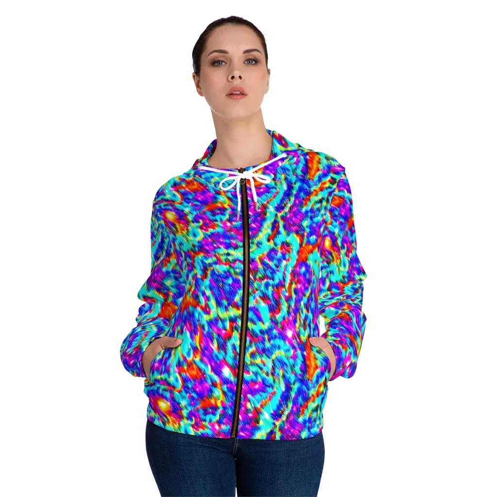 Laser Garden on Women's Full-Zip Hoodie — Front On Person