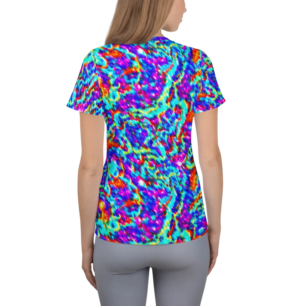 Laser Garden on Women's Athletic T-Shirt — Back