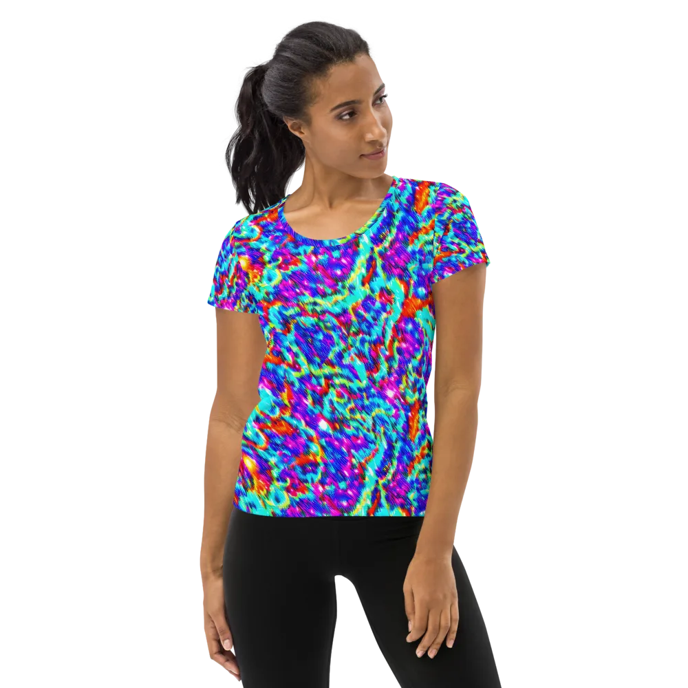Laser Garden on Women's Athletic T-Shirt — Front