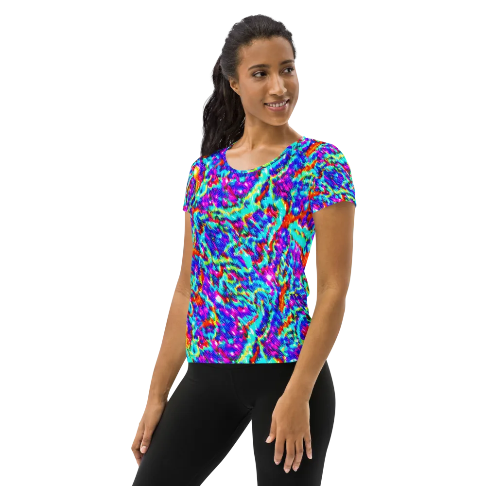 Laser Garden on Women's Athletic T-Shirt — Left