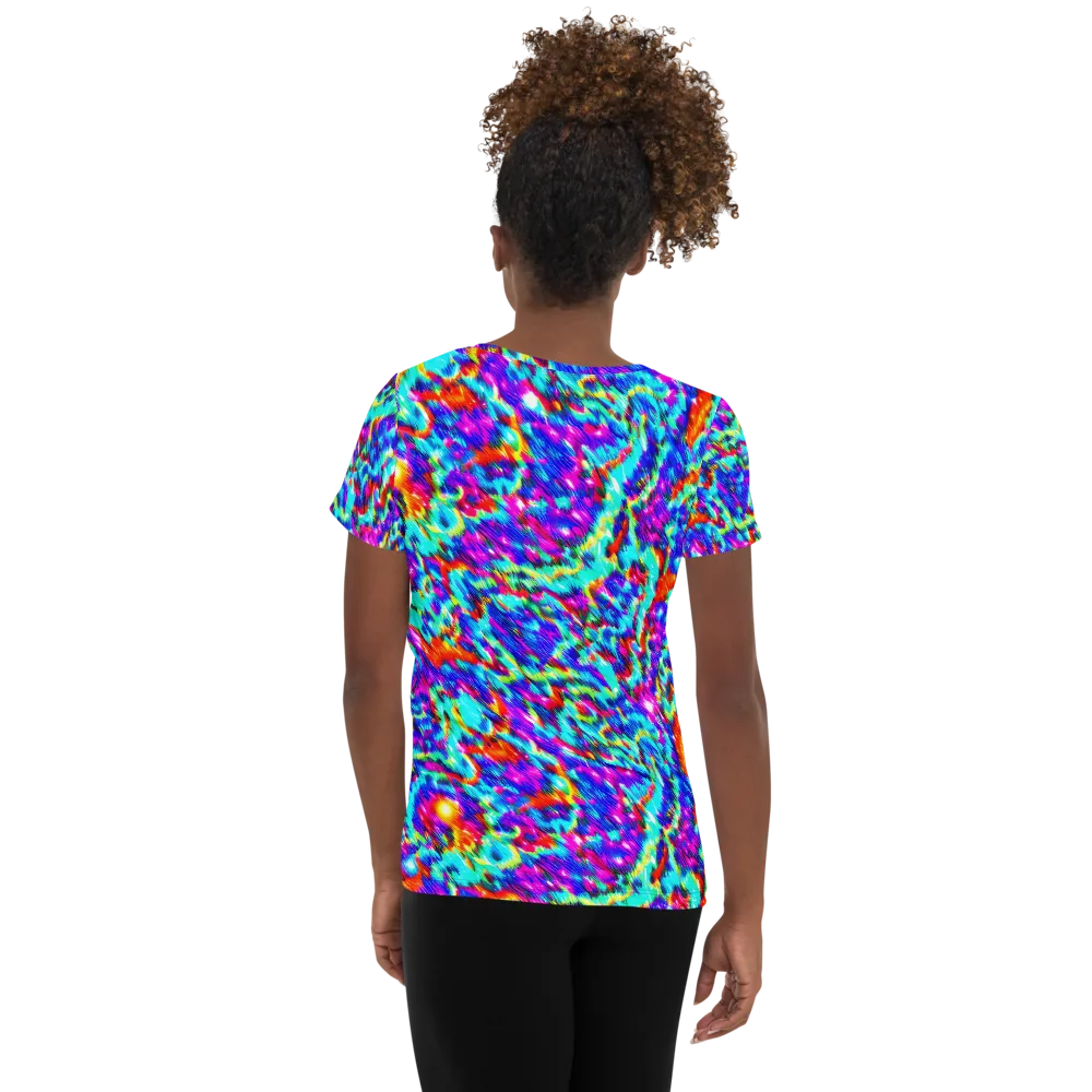 Laser Garden on Women's Athletic T-Shirt — Back