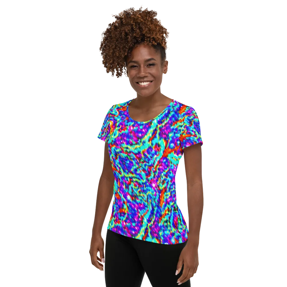 Laser Garden on Women's Athletic T-Shirt — Left