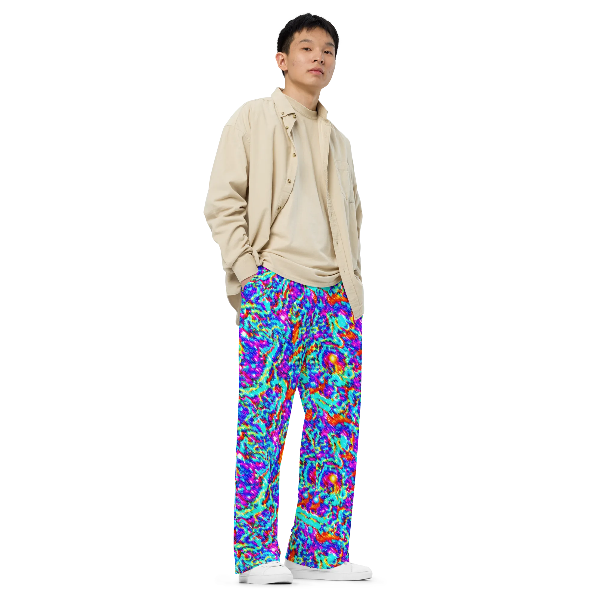 Laser Garden on Wide-Leg Pants — Right Front