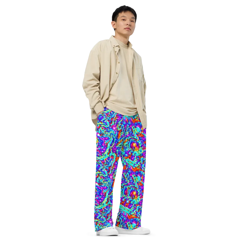 Laser Garden on Wide-Leg Pants — Right Front