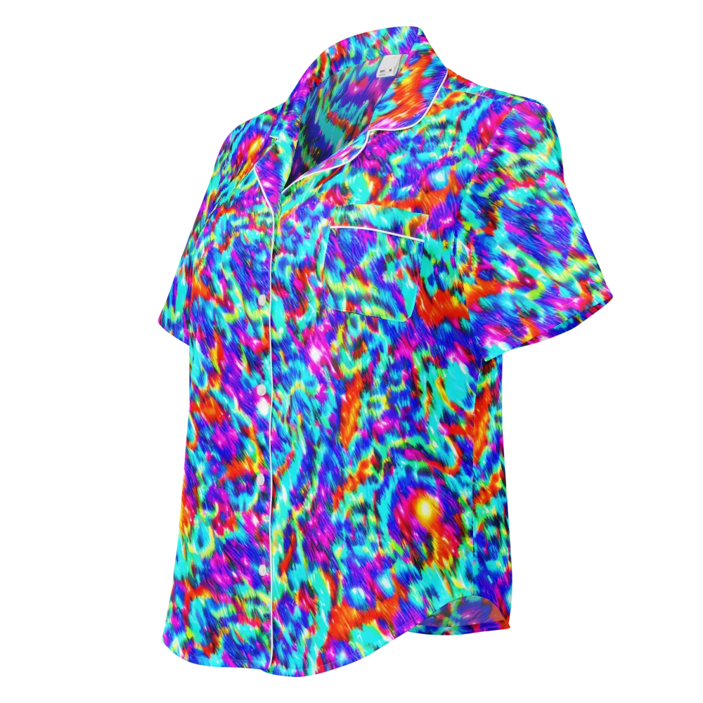Laser Garden on Women's Short Sleeve Pajama Top — Left Front