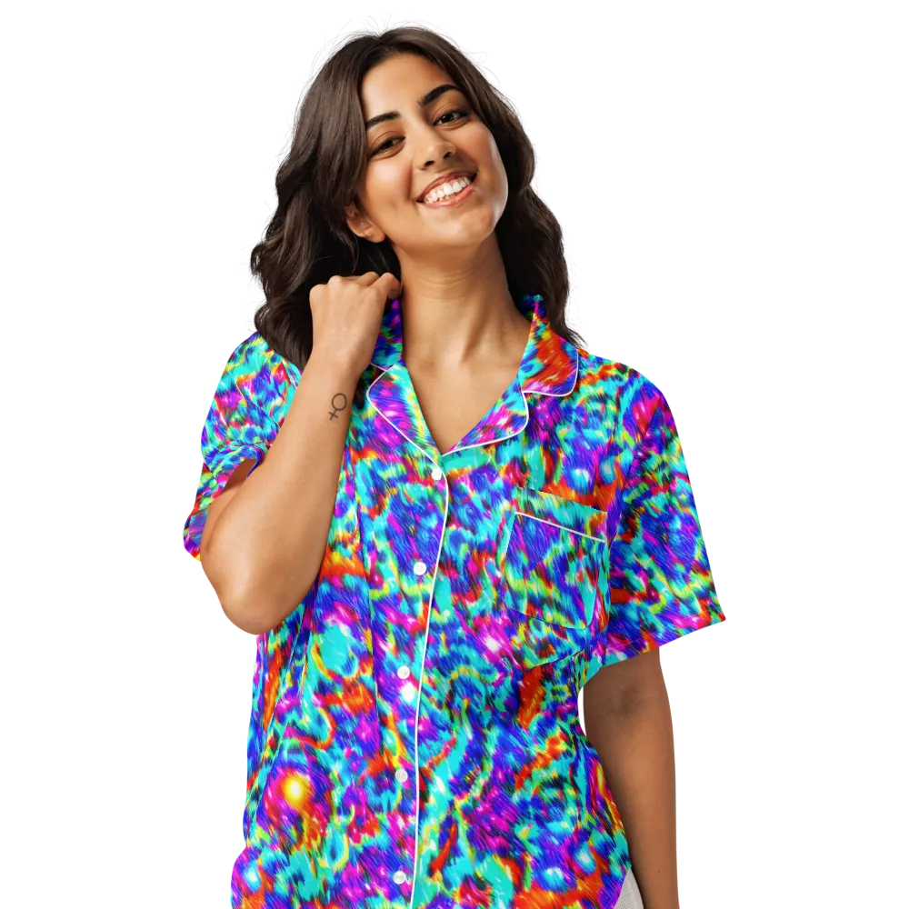 Laser Garden on Women's Short Sleeve Pajama Top — Front