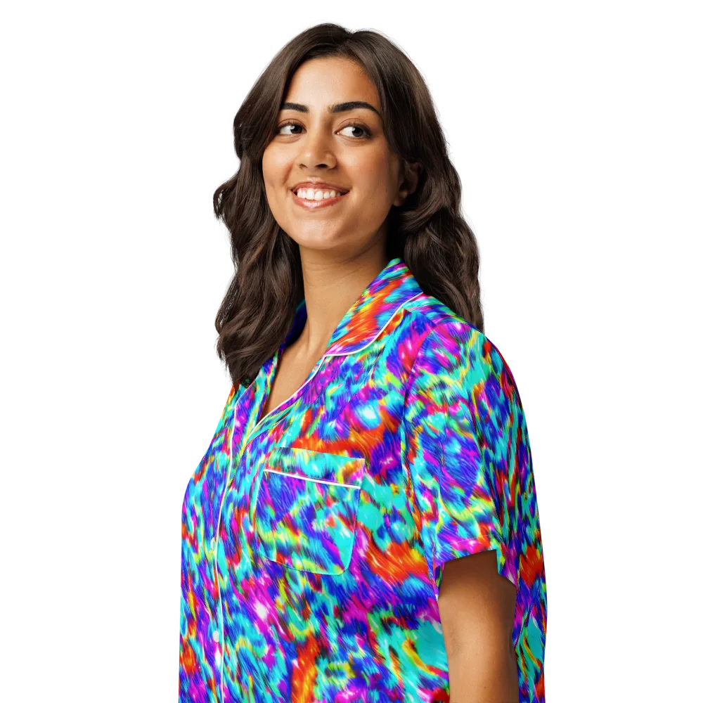 Laser Garden on Women's Short Sleeve Pajama Top — Left Front