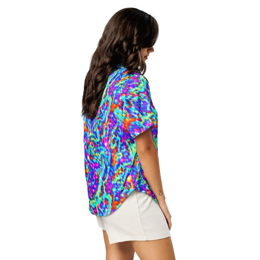 Laser Garden on Women's Short Sleeve Pajama Top — Right Back