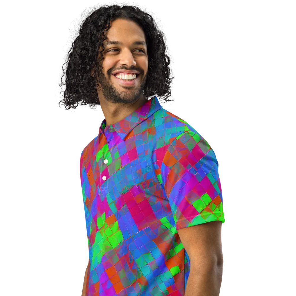 Chromatic Tapestry on Men's Slim Fit Polo Shirt — Left Front