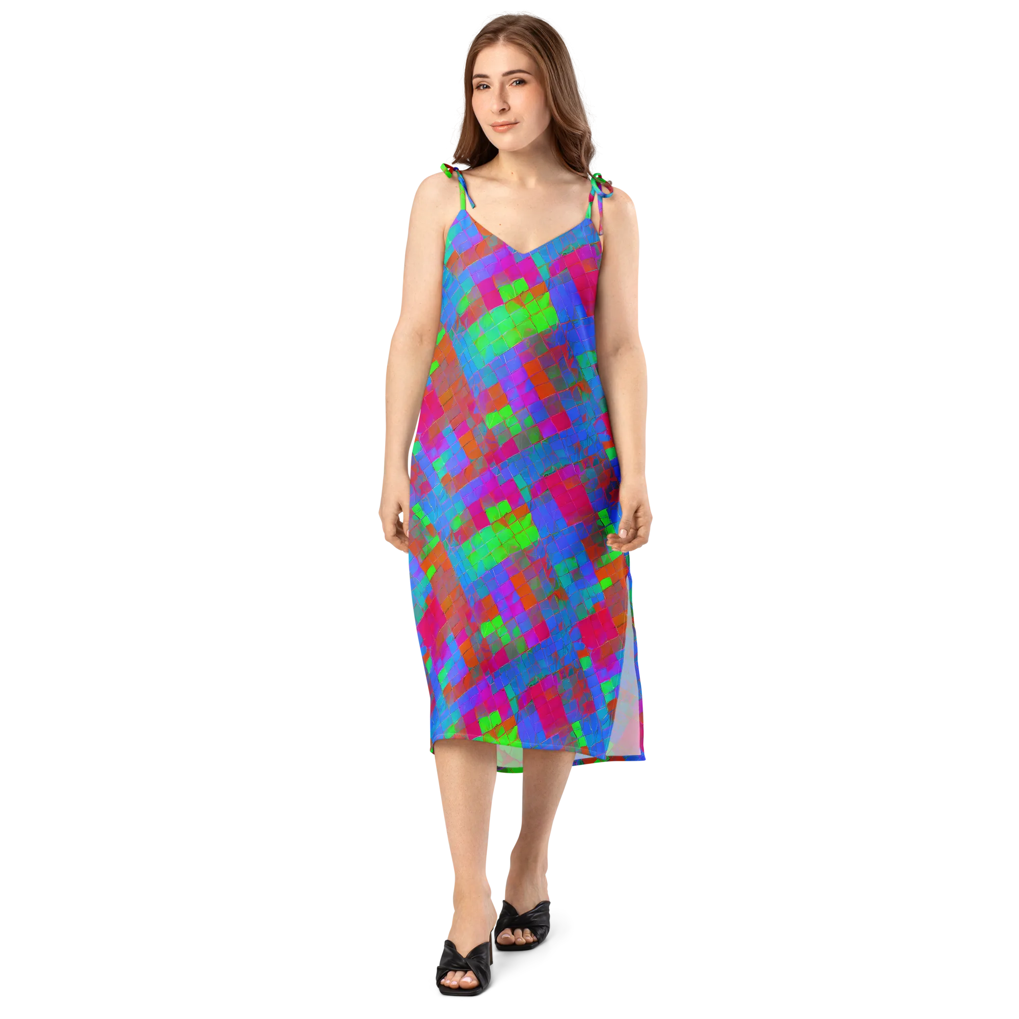 Chromatic Tapestry on Slip Dress — Front